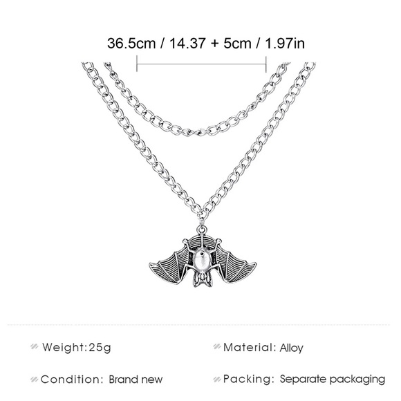 Halloween Multilayer Bat Necklace For Girls Women Friends Distance Birthday - Picture 10 of 14